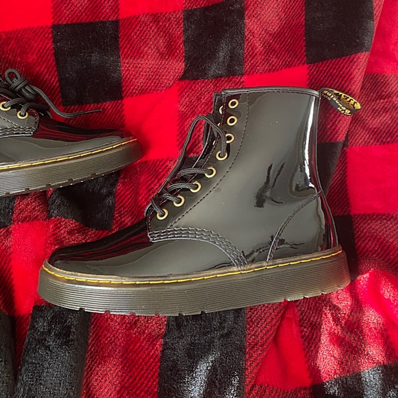♥️💖 NEW Dr. Martens Black Patent Leather Zavala Combat Boots NO BOX - Picture 10 of 13